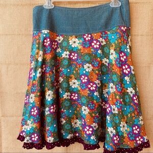 Matilda Jane Paint by Numbers Hazel Circle Skirt Floral Denim size XS